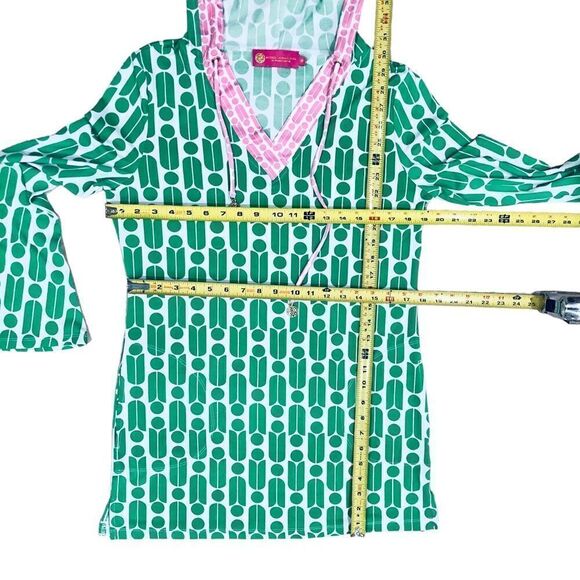 Macbeth Collection Geometric Print Bell Long Sleeve Cover Up Swimsuits Sz M NWOT - Picture 10 of 13